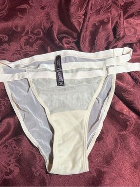 Victoria's Secret Beige Sheer Mesh String Bikini  Xl Matching Bra Available